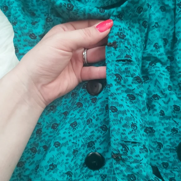 Vintage Lapel Waist Pleated Dress Micro Floral - Picture 5 of 11